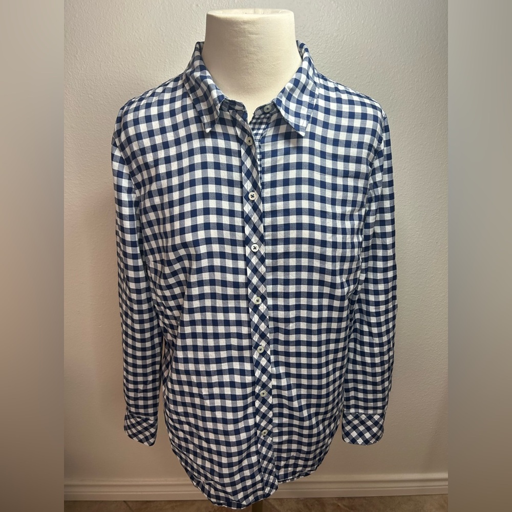 Talbots Women’s Cotton Button Front Shirt - Picnic Gingham Check - Size Large